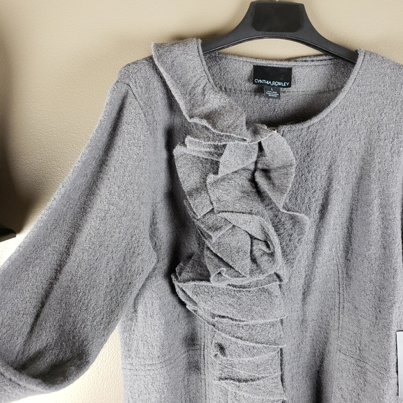 Cynthia Rowley lagenlook ruffle wool jacket size large - Picture 14 of 16